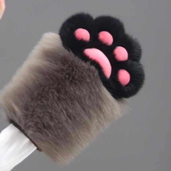 Artist Handmade Fursuit Paws – Brown Black Fur & Dark Pink Meant Pad Cat Paws(One Pair)