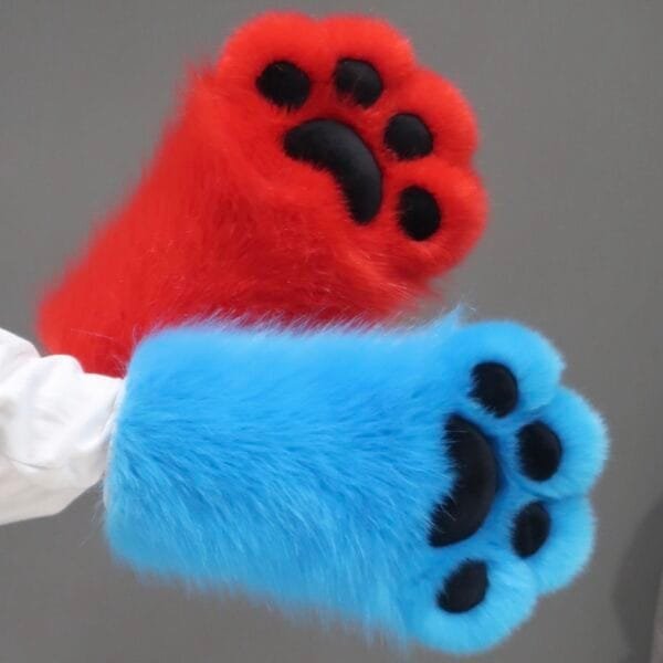 Artist Handmade Fursuit Paws - Rote und blaue Kombinationsfarben Cat Paws(One Pair)