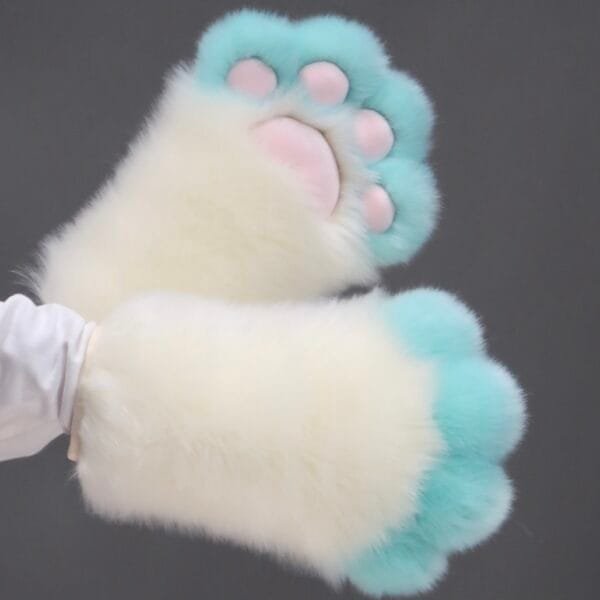 Artist Handmade Fursuit Paws - Sea Salt Cream Puffs Color Cat Paws(One Pair)